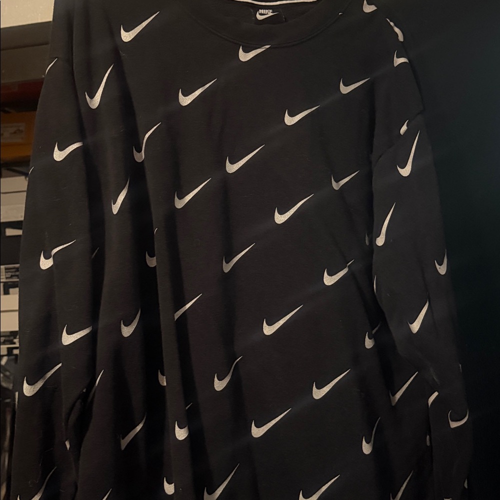 Nike Black Long Sleeve with White Swoosh Design - Picture 2 of 2
